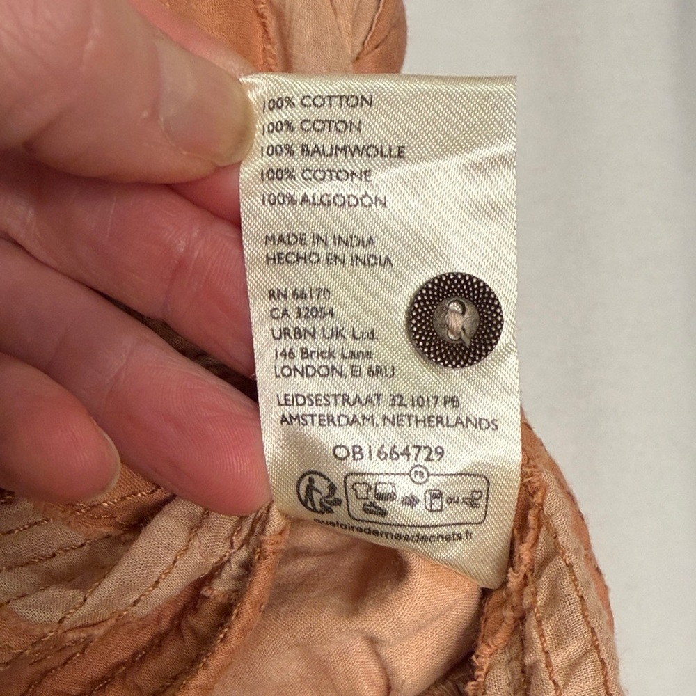 Anthropologie Peach and Cream Wrap Blouse - Picture 9 of 9